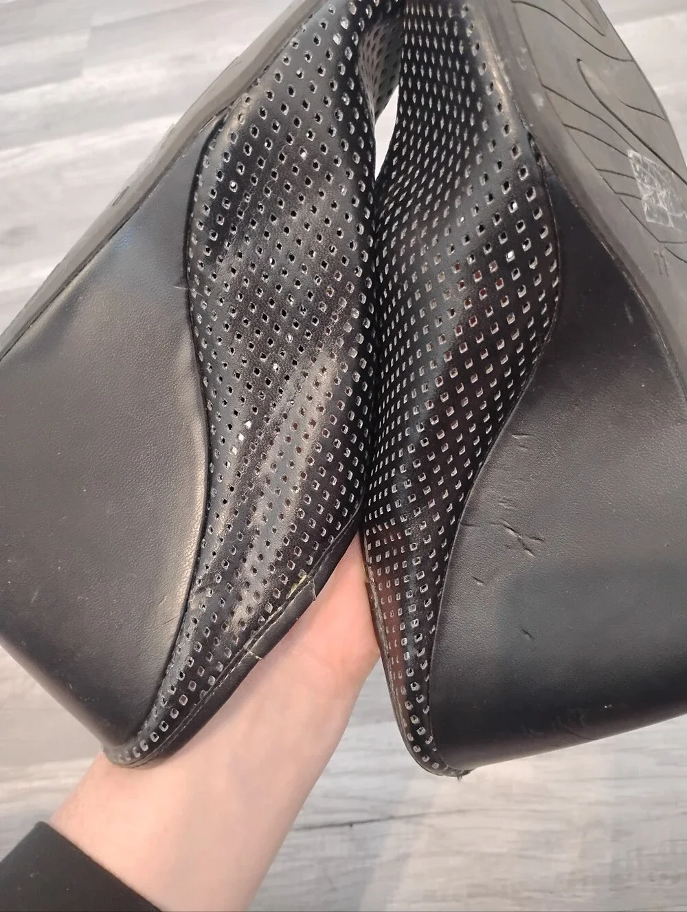Christian Siriano Open Toe Black Wedge Heels